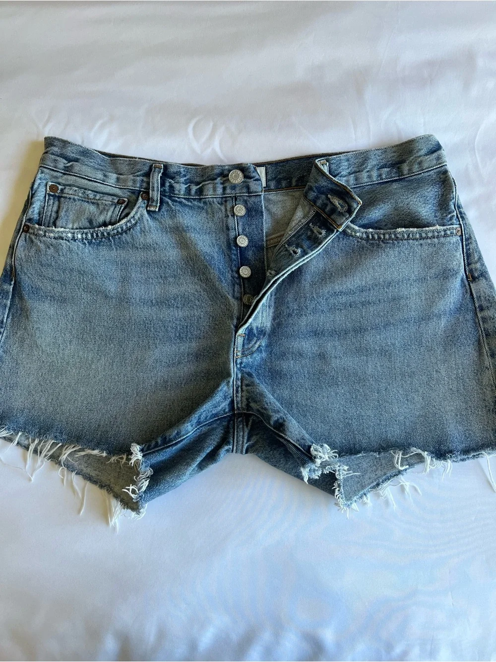 AGOLDE Parker Long Cutoff Denim Shorts Wheel Size 32